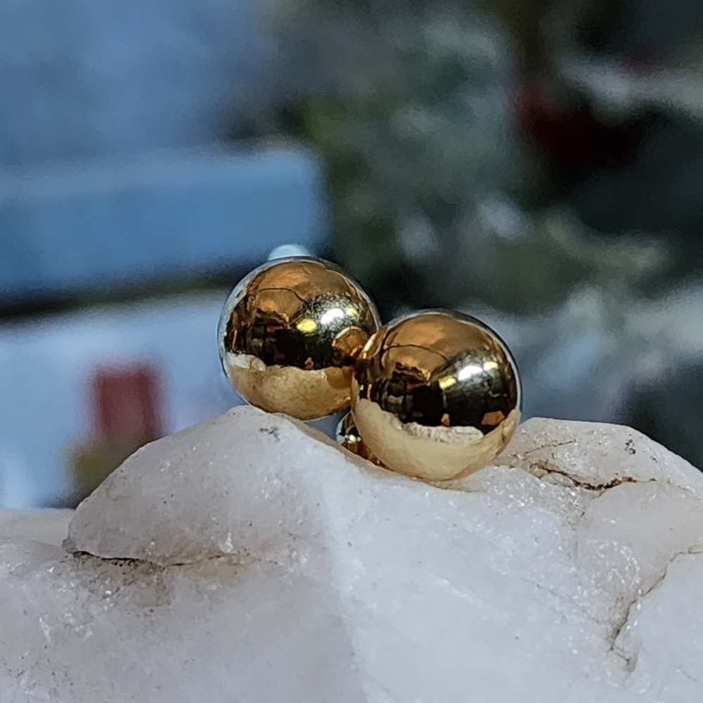 Minimalist Studs Rhodium 18K Gold Plated Balls Lightweight Hypoallergenic